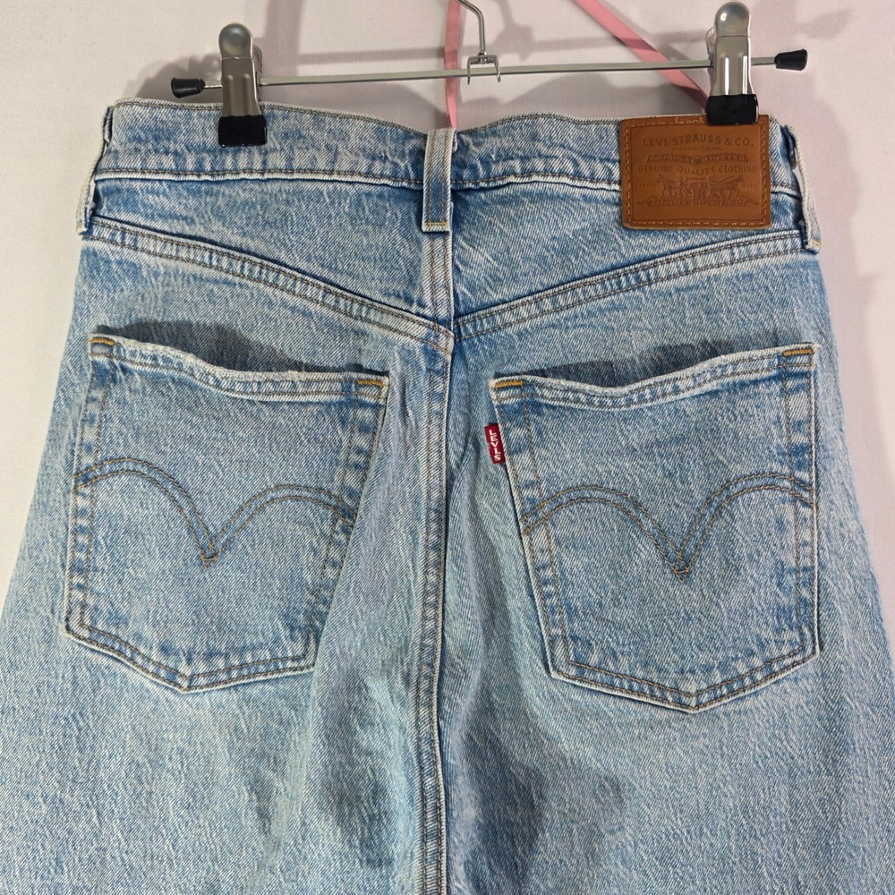 Levis Ribcage BIG E Straight Ankle Jeans Light Wash Distressed High Rise 27x26 - Picture 12 of 14